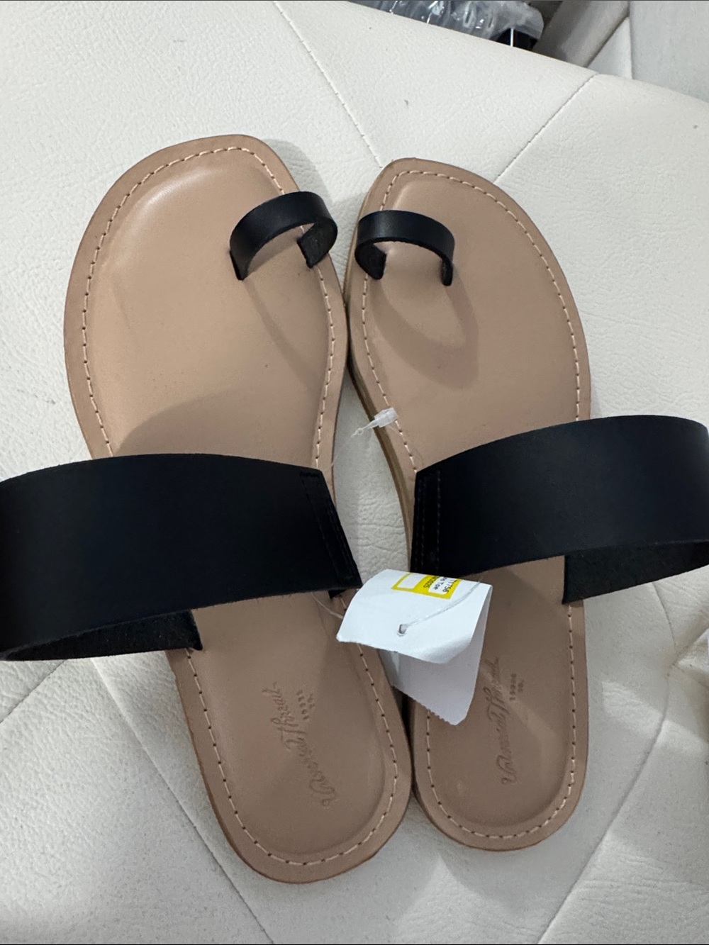 Women's Black & Nude Toe-Ring Slide Sandals with Wide Band